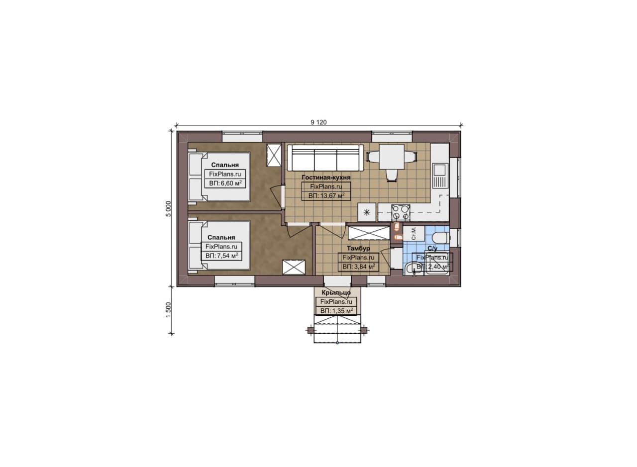 Планировка Одноэтажный дом F-7712