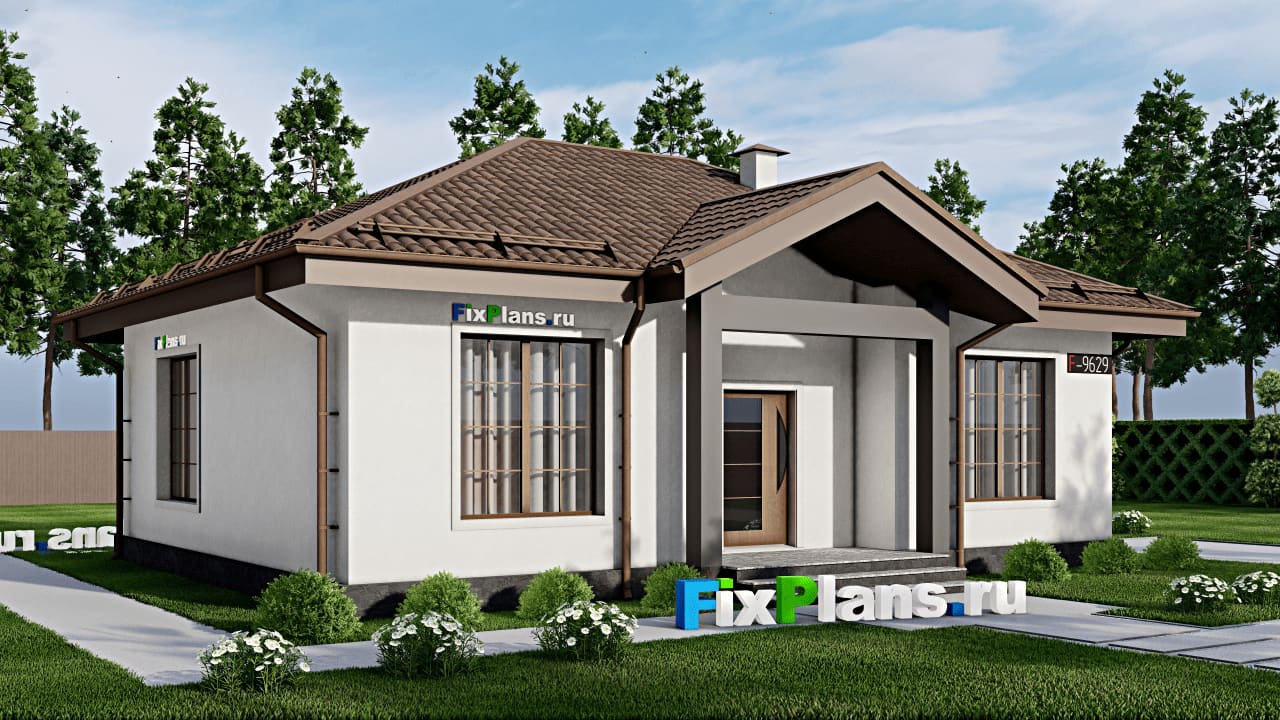 Одноэтажный дом F-9629 — фасад