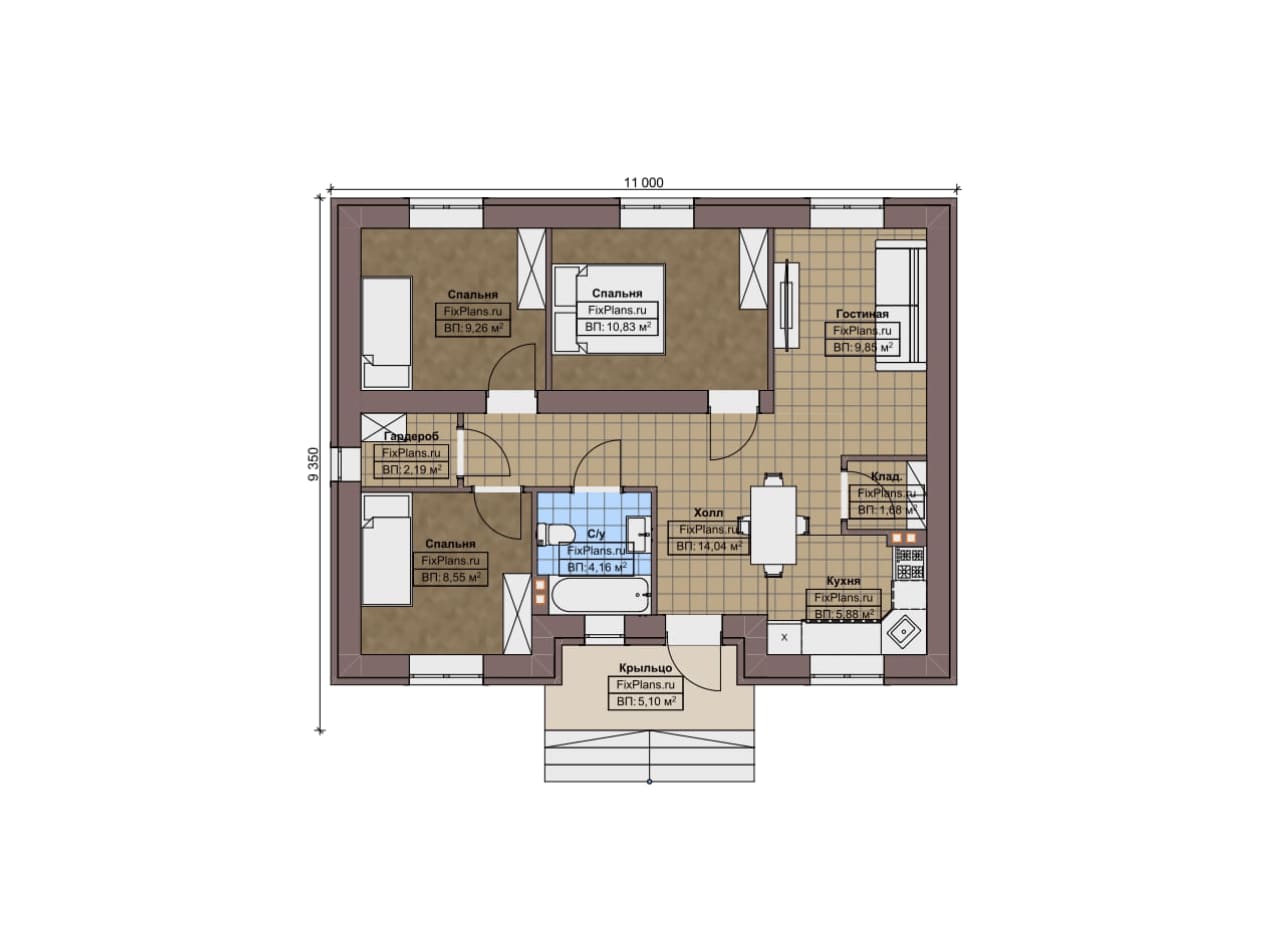 Планировка Одноэтажный дом F-10961