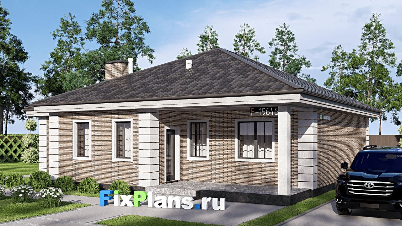 Одноэтажный дом F-19646 — фасад