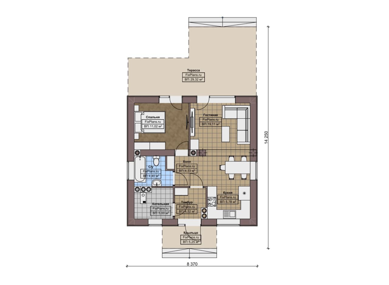 Планировка Одноэтажный дом F-16442