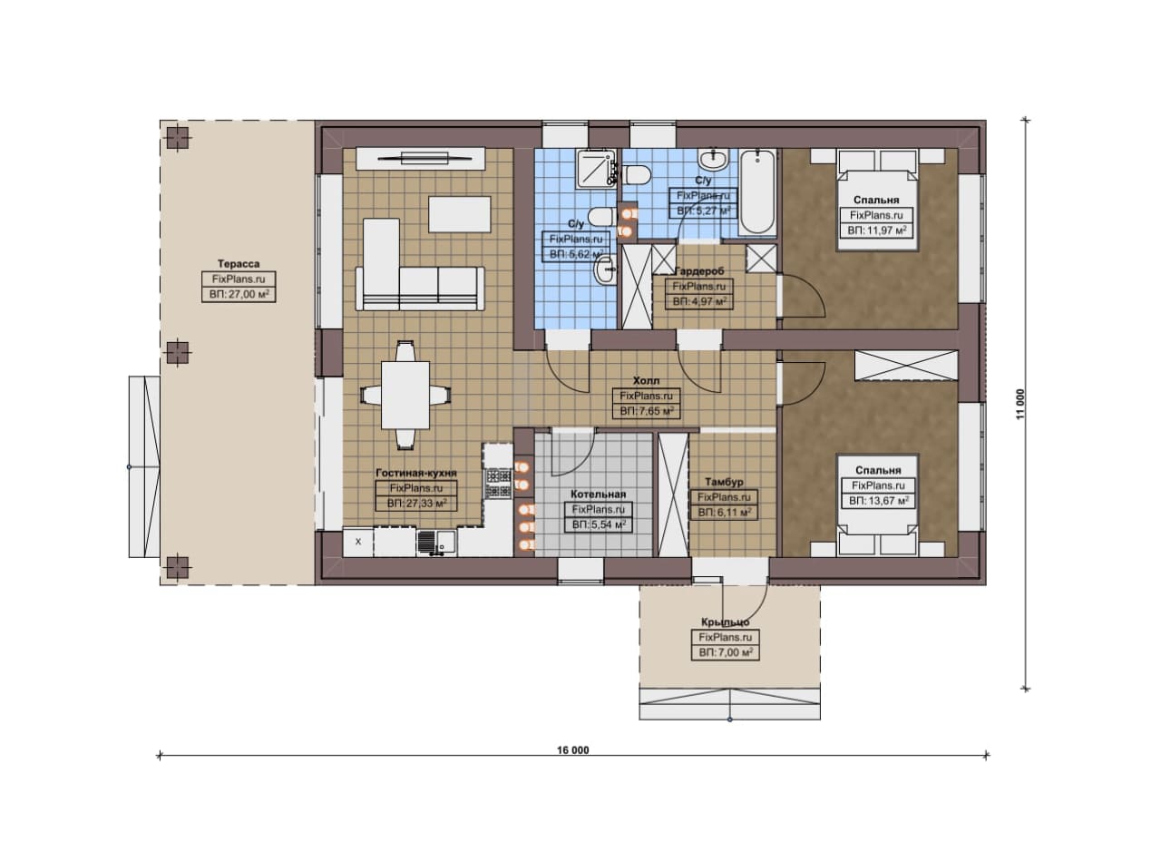Планировка Одноэтажный дом F-17756
