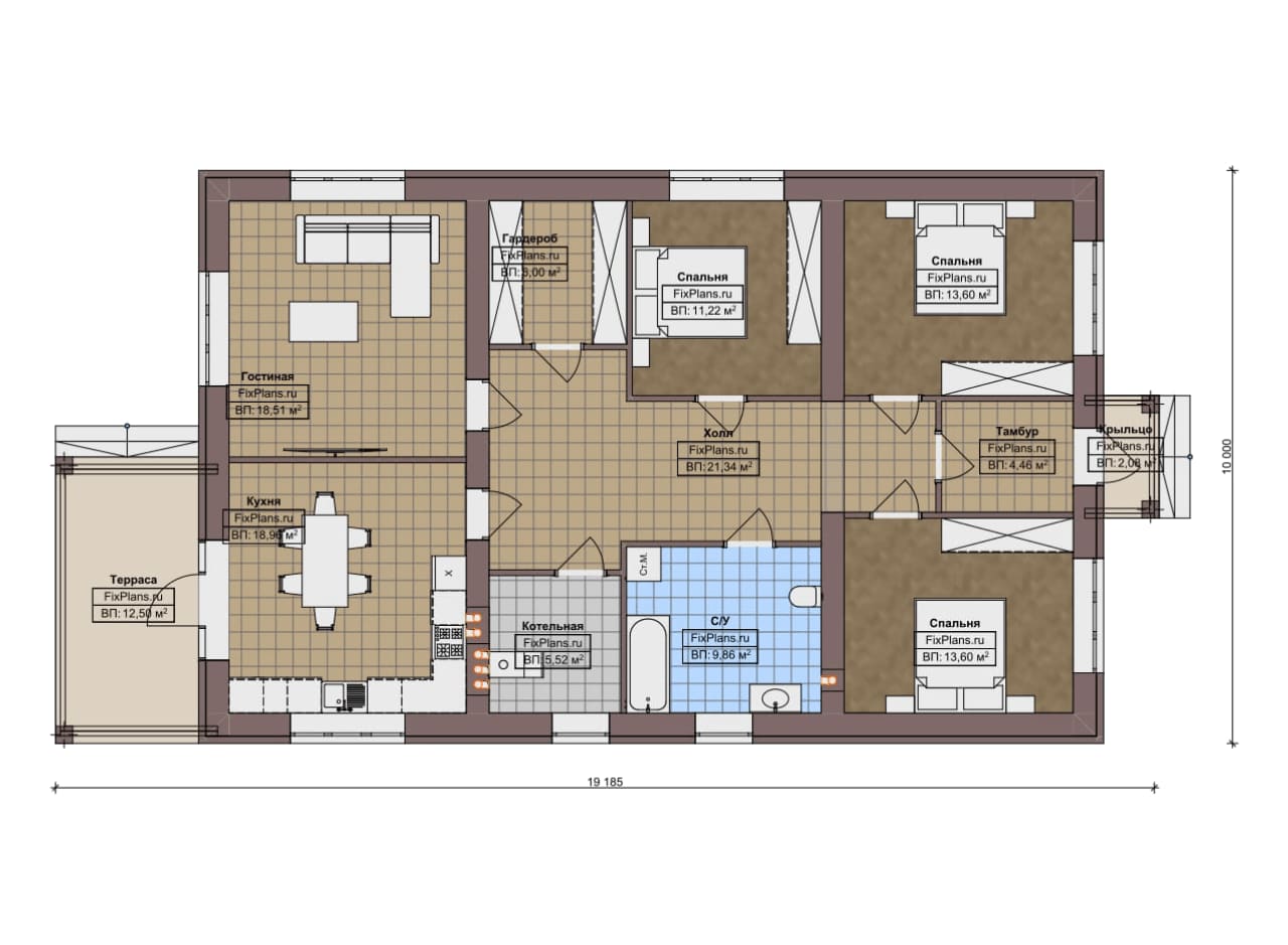 Планировка Одноэтажный дом F-18080