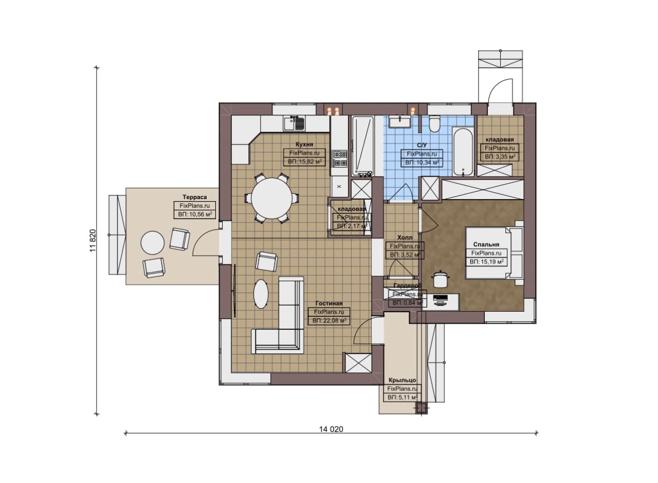 Планировка Одноэтажный дом F-20312
