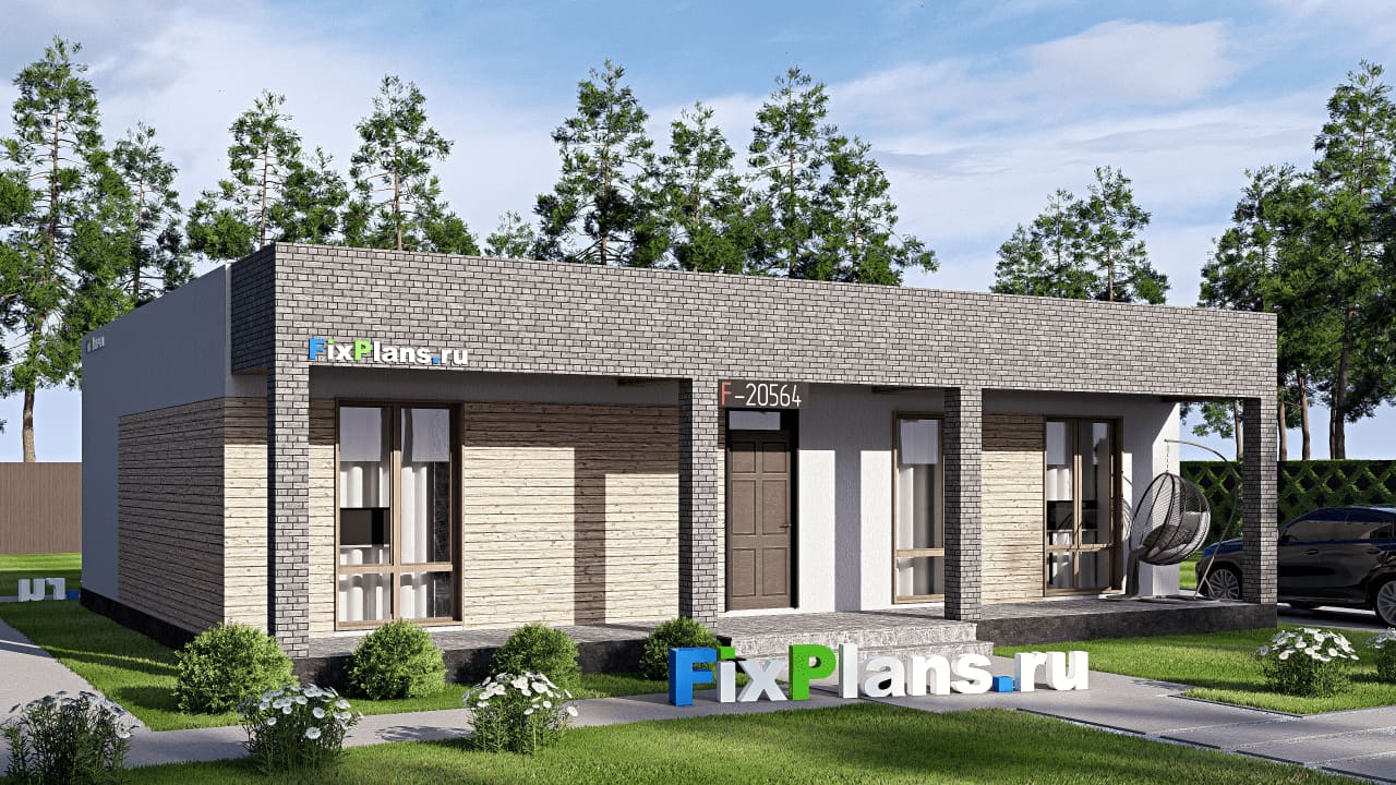 Одноэтажный дом F-20564 — фасад