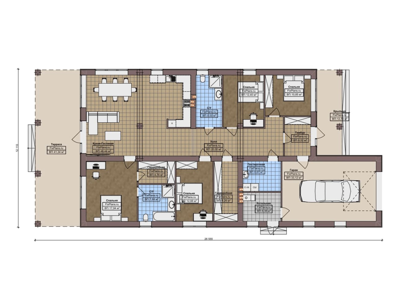 Планировка Одноэтажный дом F-19070